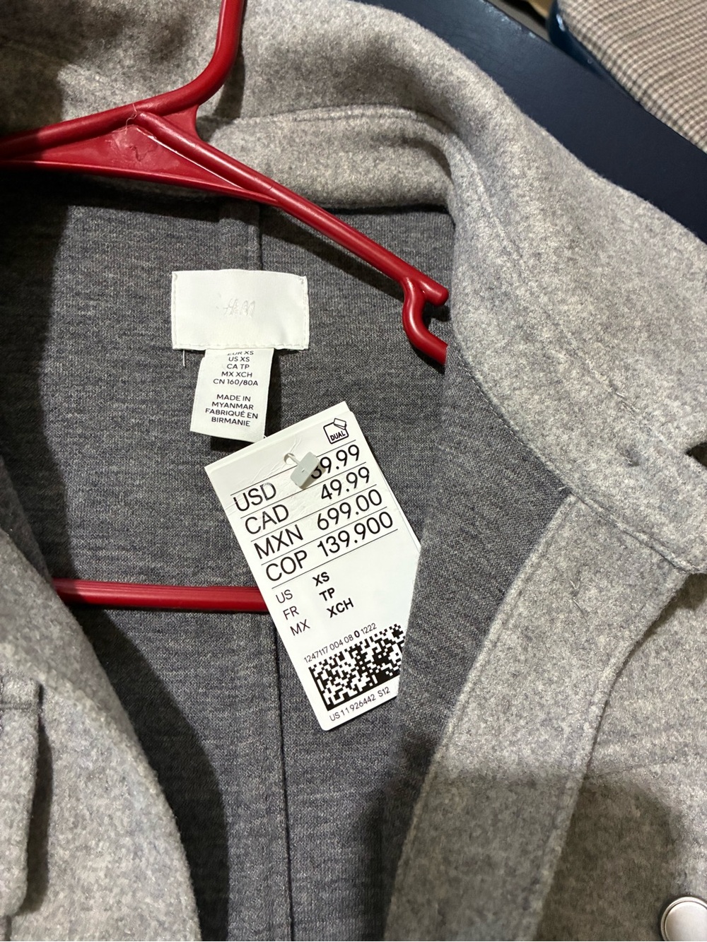 H&M Light Gray Button-Front Wool Blend Shacket - Picture 3 of 10